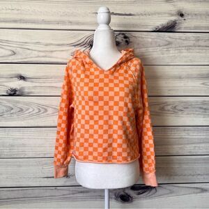 Gap Orange Checkered Cropped Hoodie